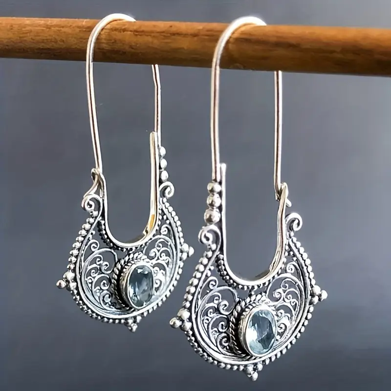 Boucles d'oreilles rondes en cristal brillant suspendues