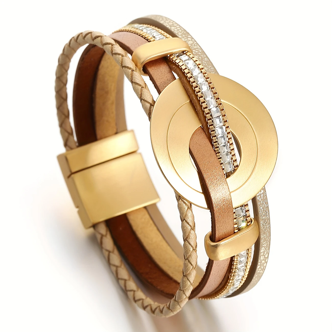 Bracelet en or et en cuir