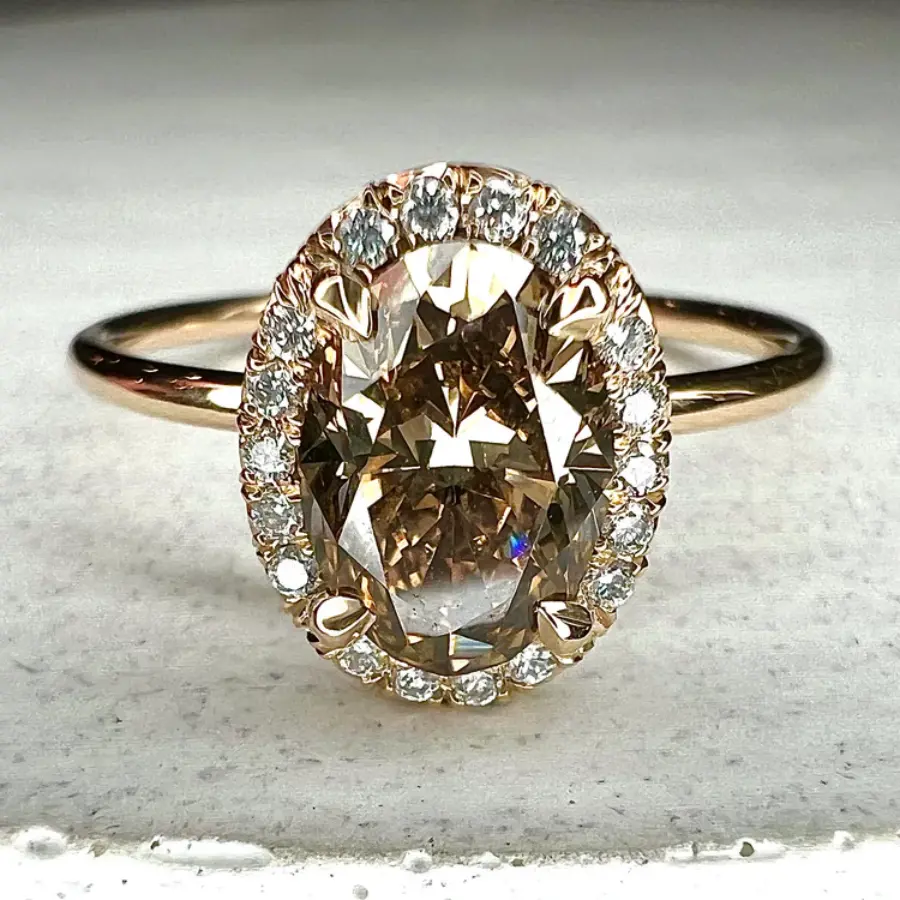 Bague en Verre Ronde Exquise en Or