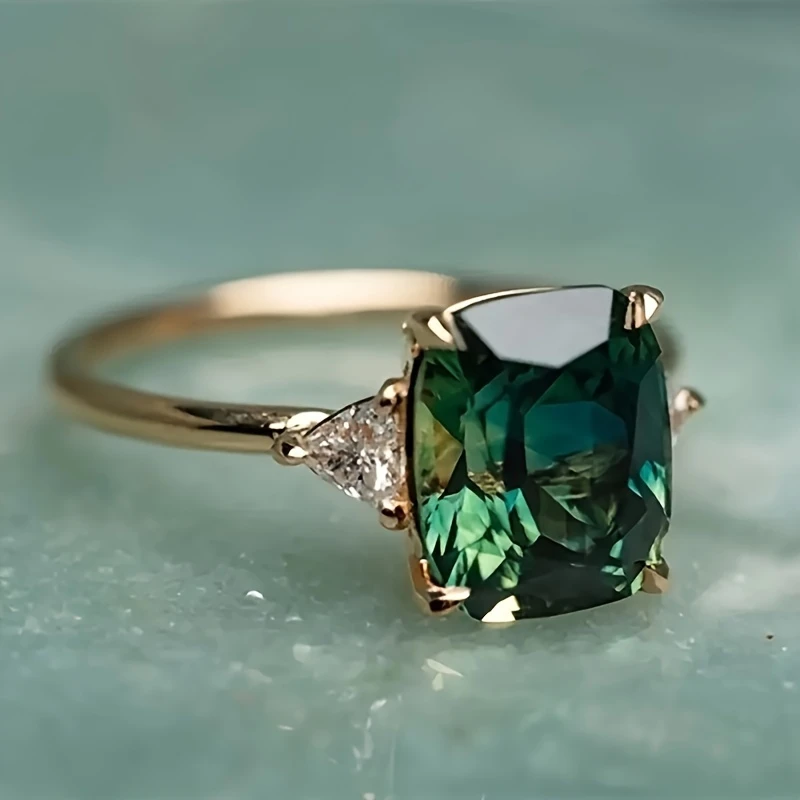 Bague en Verre Cubique Verte