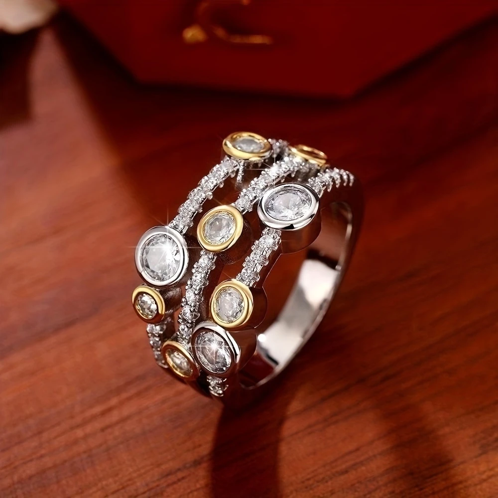 Bague en Zirconium Argenté Stratifié