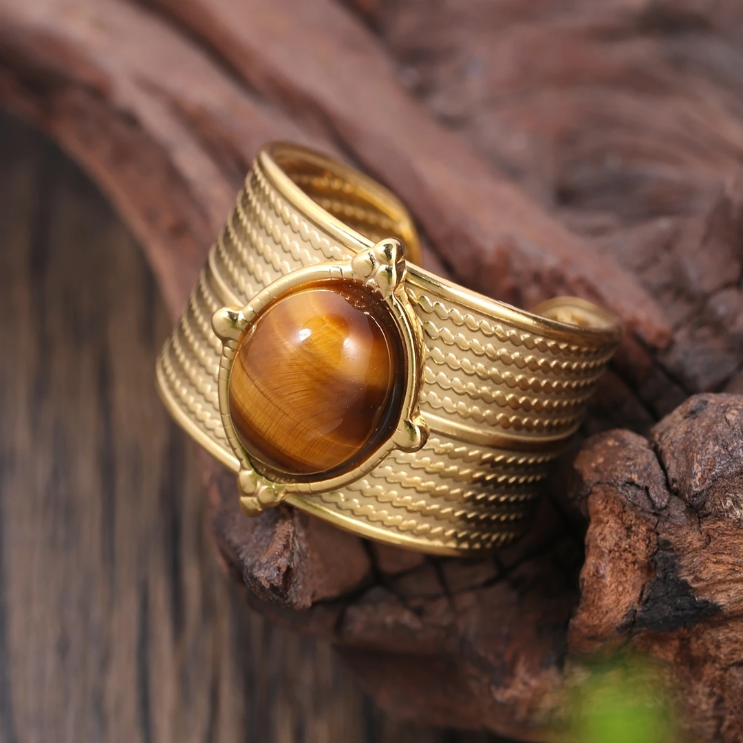 Bague Large en Or avec Pierre Orange