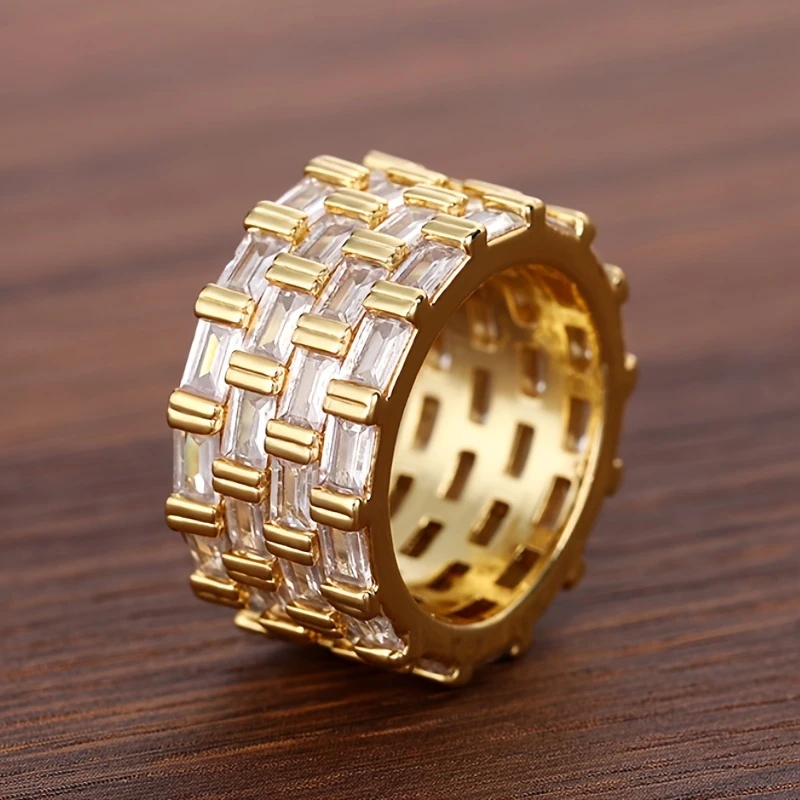 Bague en Zirconium Doré Superposé