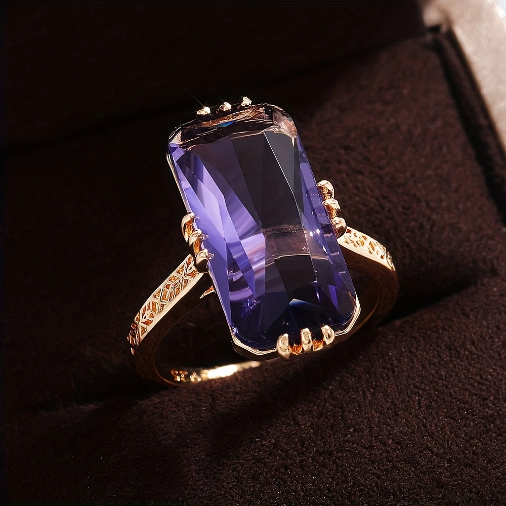 Bague en Verre Violet avec Or