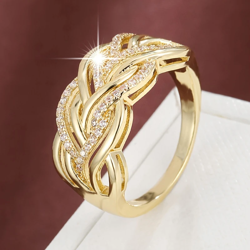Bague Dorée Bright Hollow Wave