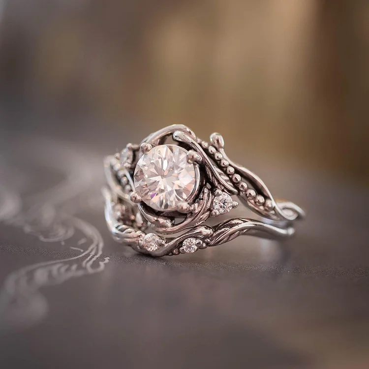 Bague en verre blanc avec couche d'argent