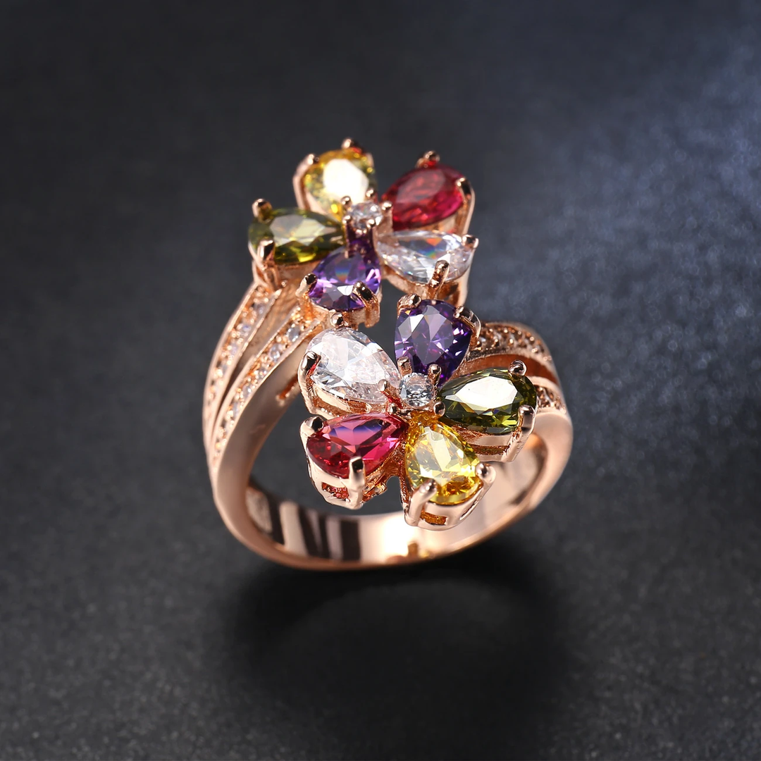 Bague spirale florale colorée ajustable