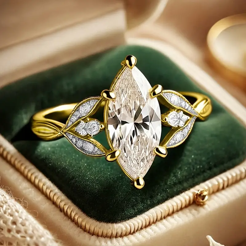 Bague en Cristal Oval Blanc en Or
