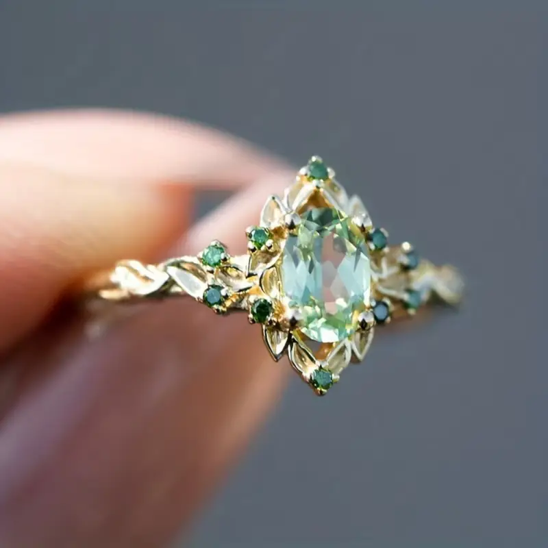 Bague en Or Cristallin Vert Exotique