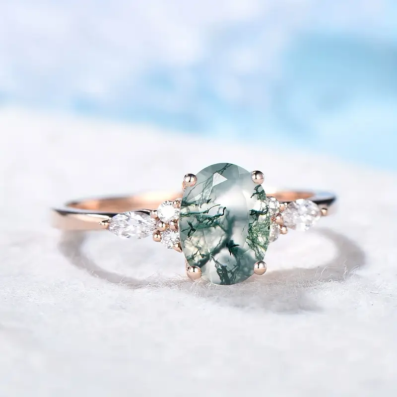 Bague en Pierre Naturelle Verte Ronde