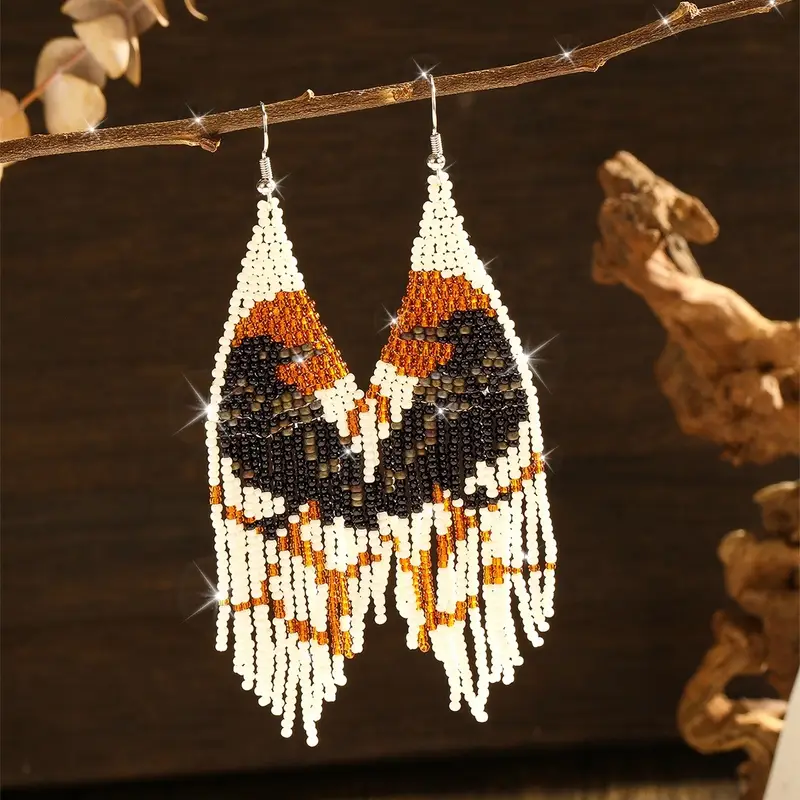 Boucles d'oreilles à franges blanches
