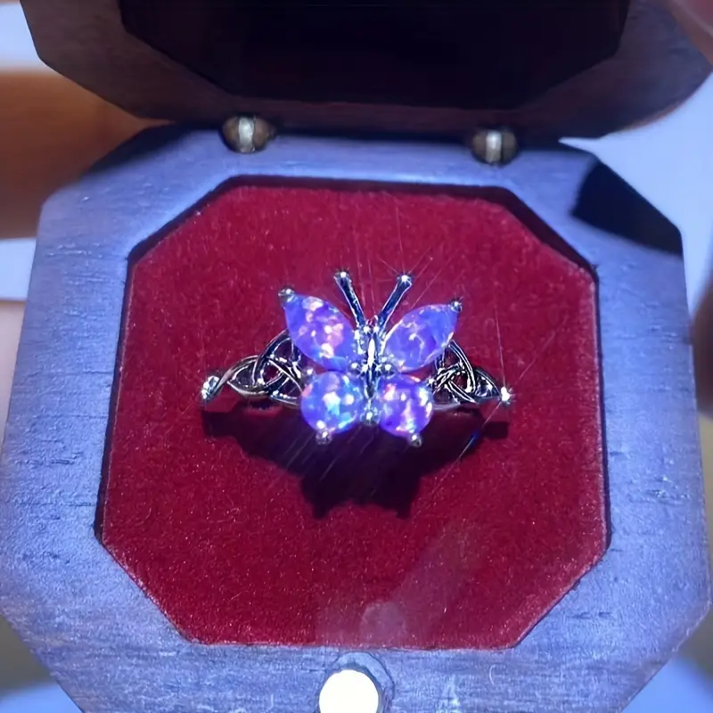 Bague Papillon Violet Brillant