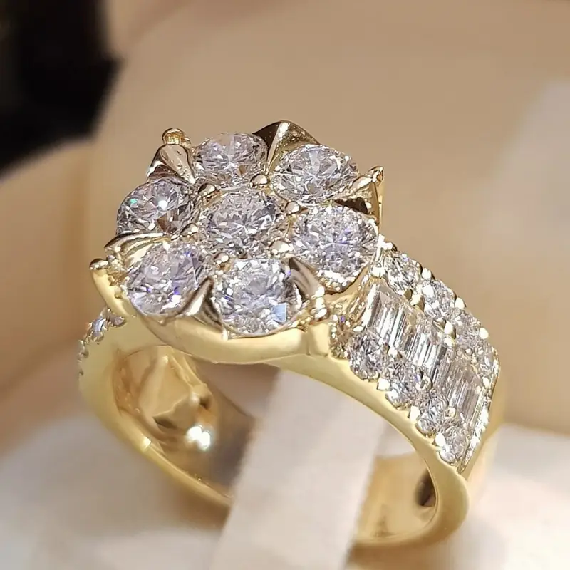 Bague en Or Fleurs Étincelantes