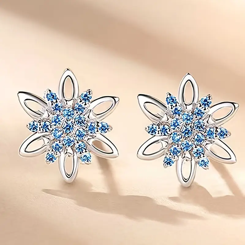 Boucles d'oreilles en zirconia bleu stellaire
