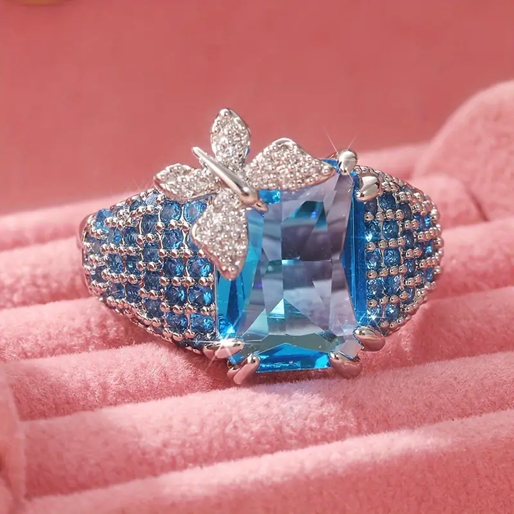 Bague Papillon Bleu Brillant