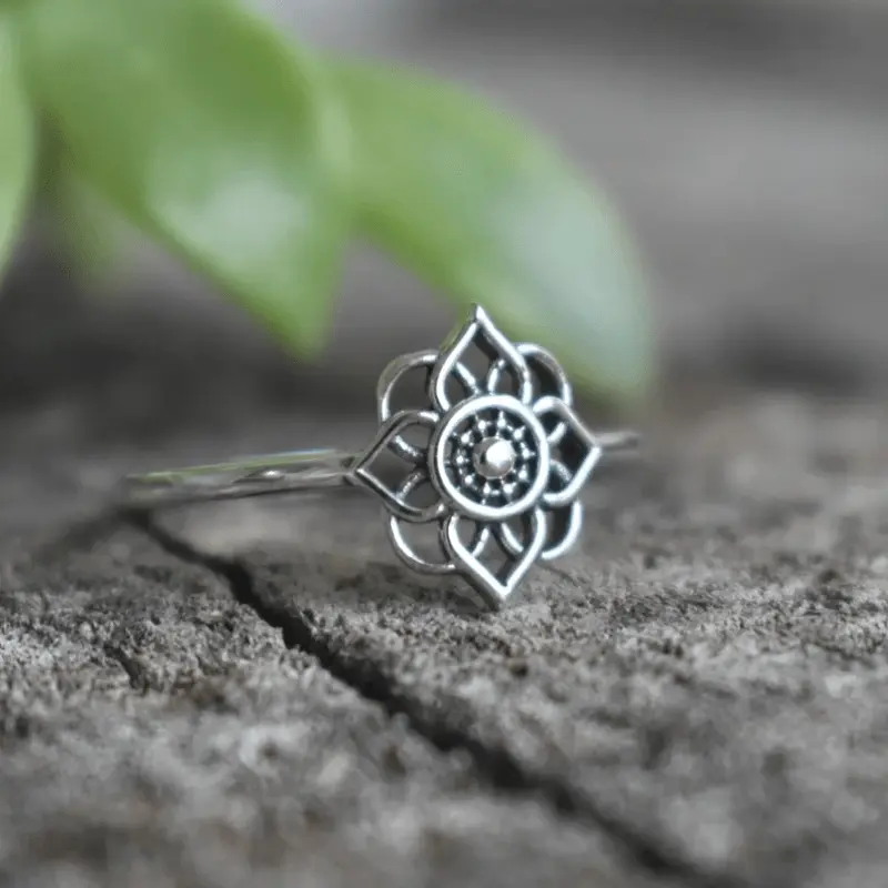 Bague Mandala Creuse en Argent