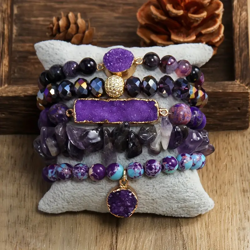 Ensemble de Bracelets en Pierre Violet