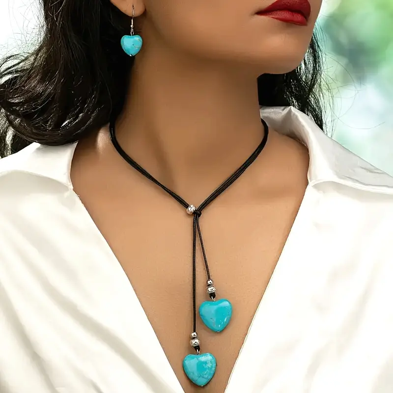 Collier Double Cœur Bleu