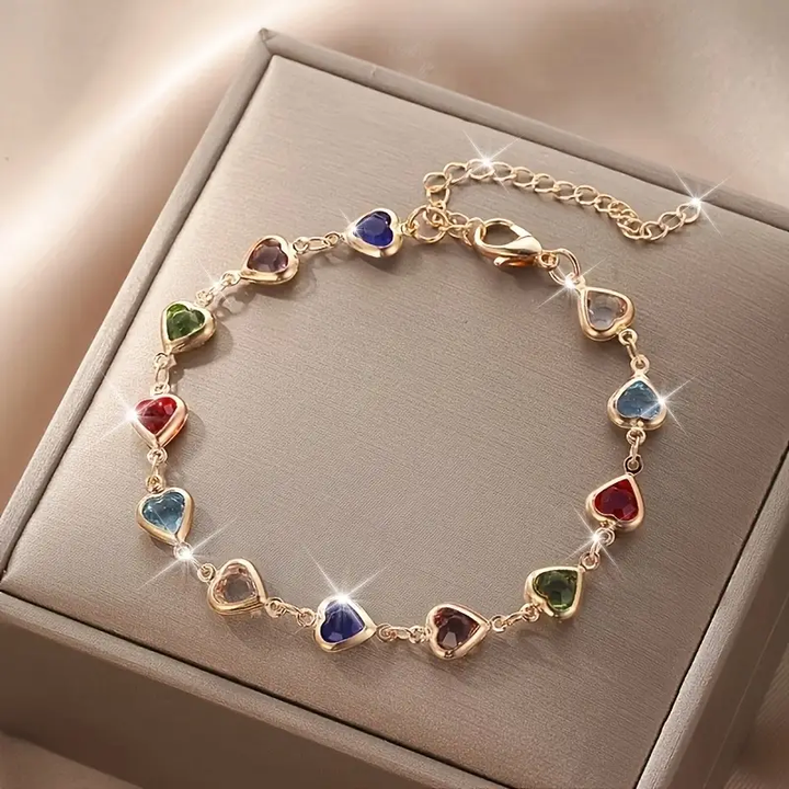 Bracelet en Or Cœur Coloré