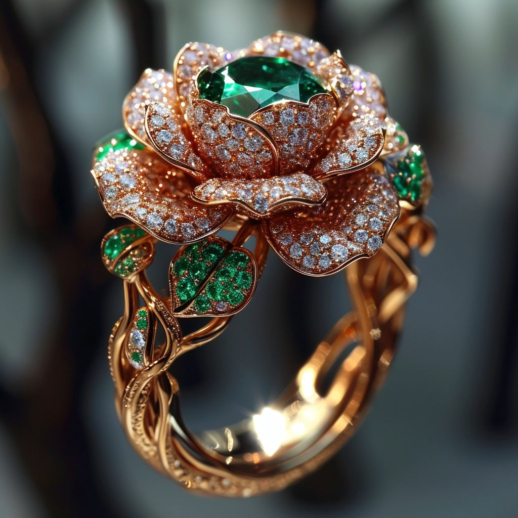 Bague Exotique Verte et Blanche