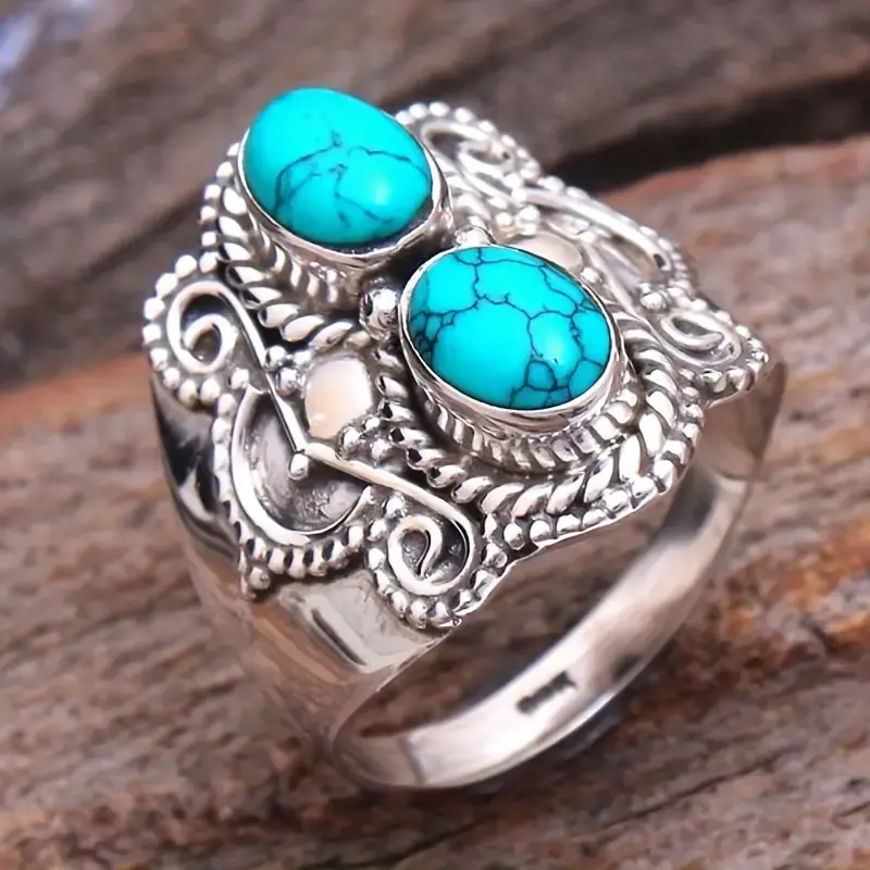 Bague en Pierre Bleue Double