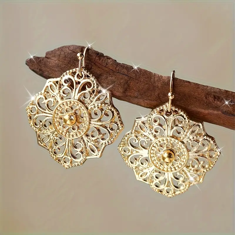 Boucles d'oreilles Mandala en or creux