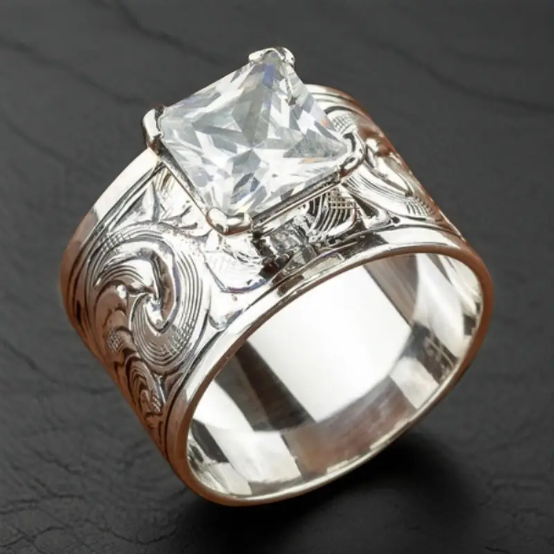 Bague de Trail en Verre Blanc Argenté