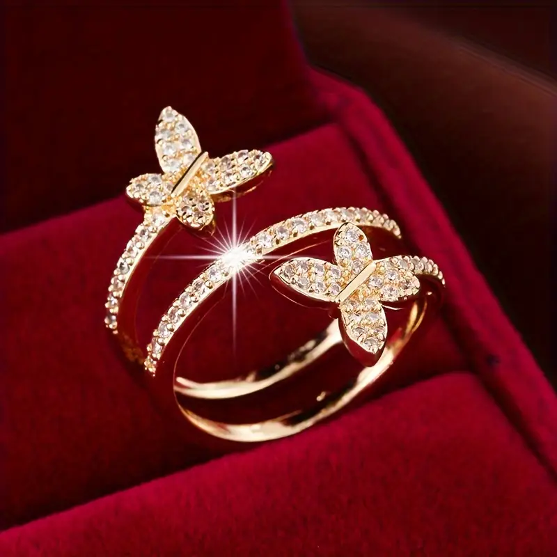Bague Papillon Zirconium Ajustable