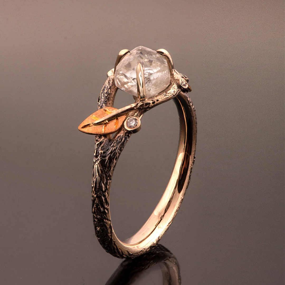 Bague en Branche Fine en Cristal Blanc