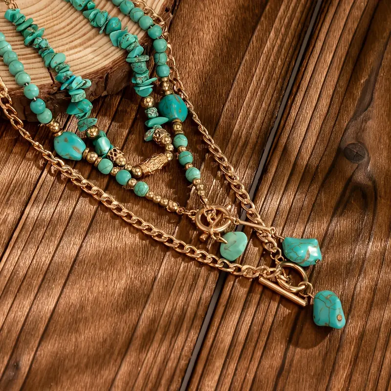 Collier en Or avec Pierres Turquoises