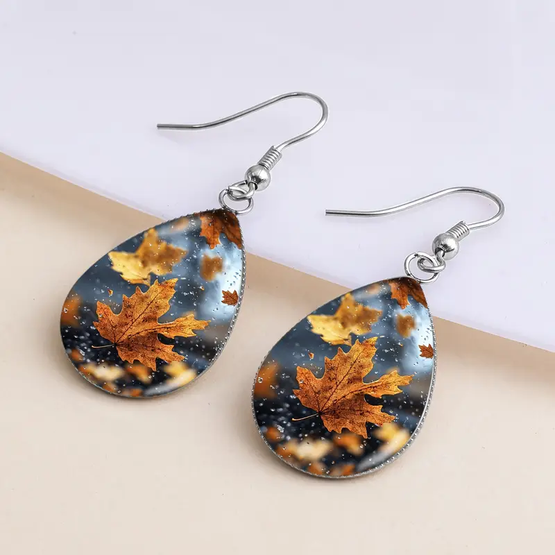 Boucles d'oreilles à imprimé automnal