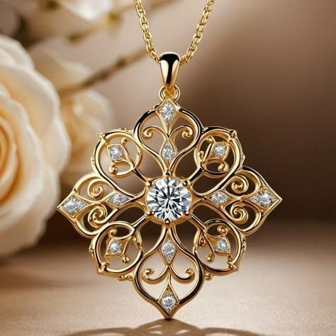 Collier en Cristal Mandala Exotique Doré