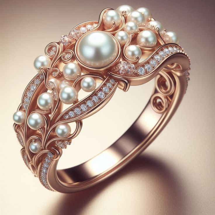 Bague Rose en Perles Exotiques