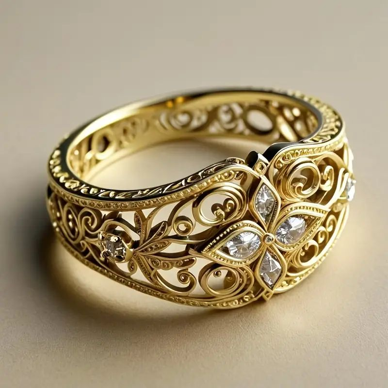 Bague en Étoile de Cristal Exotique Dorée