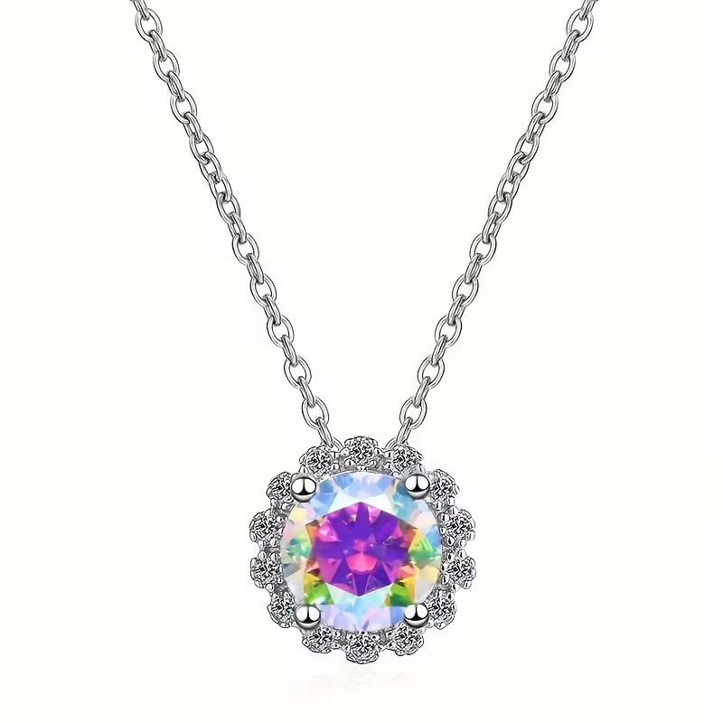 Collier Rond Géométrique en Agate Mousse