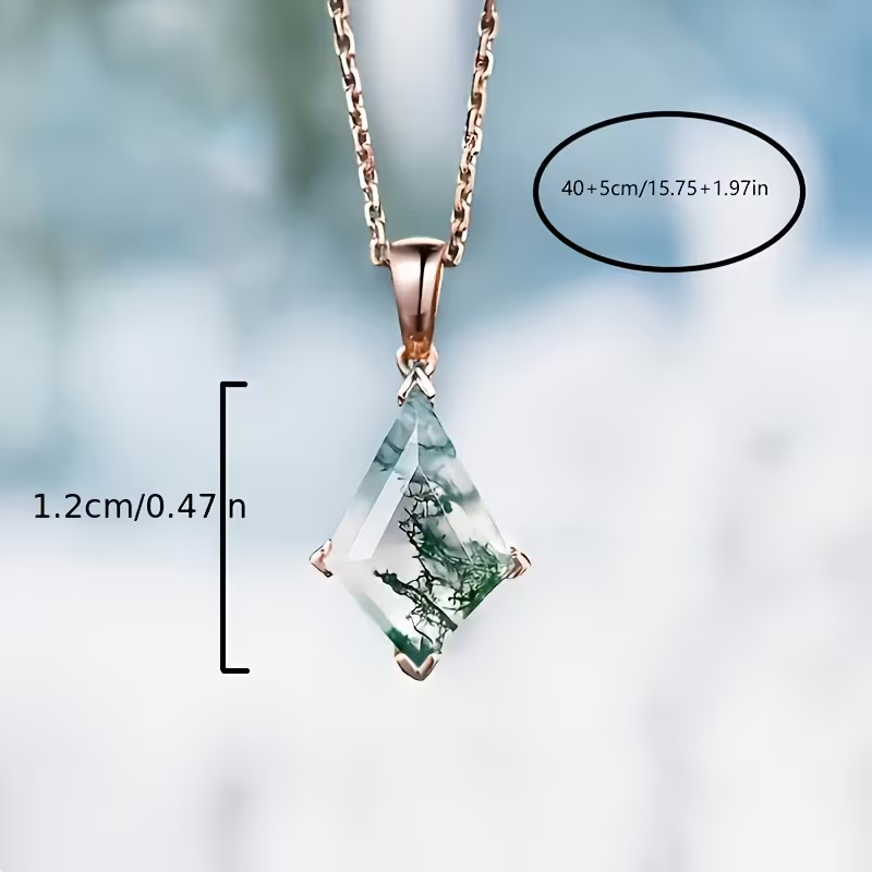 Collier Goutte Géométrique en Agate Mousse