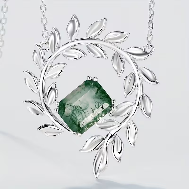 Collier en Agate Mousse et Fougère