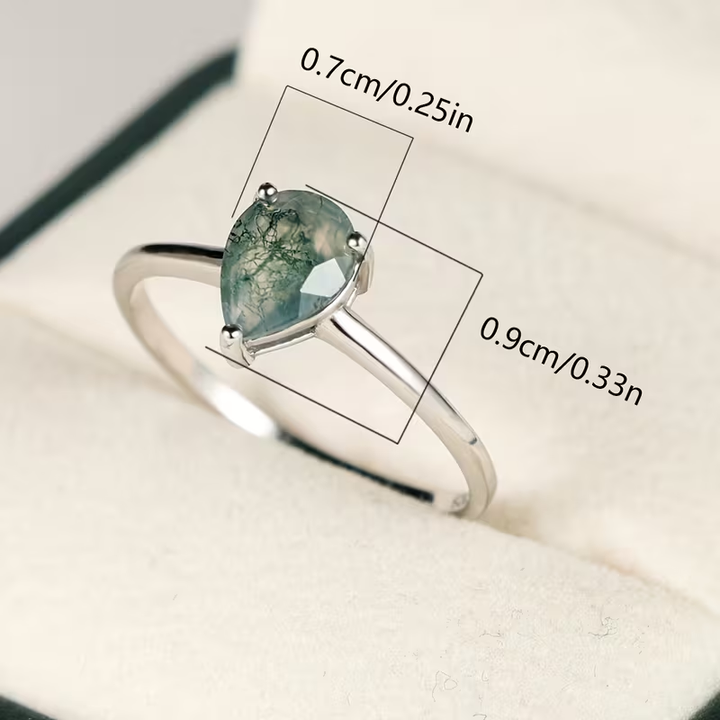 Bague en Argent avec Pierre d'Agate Mousse