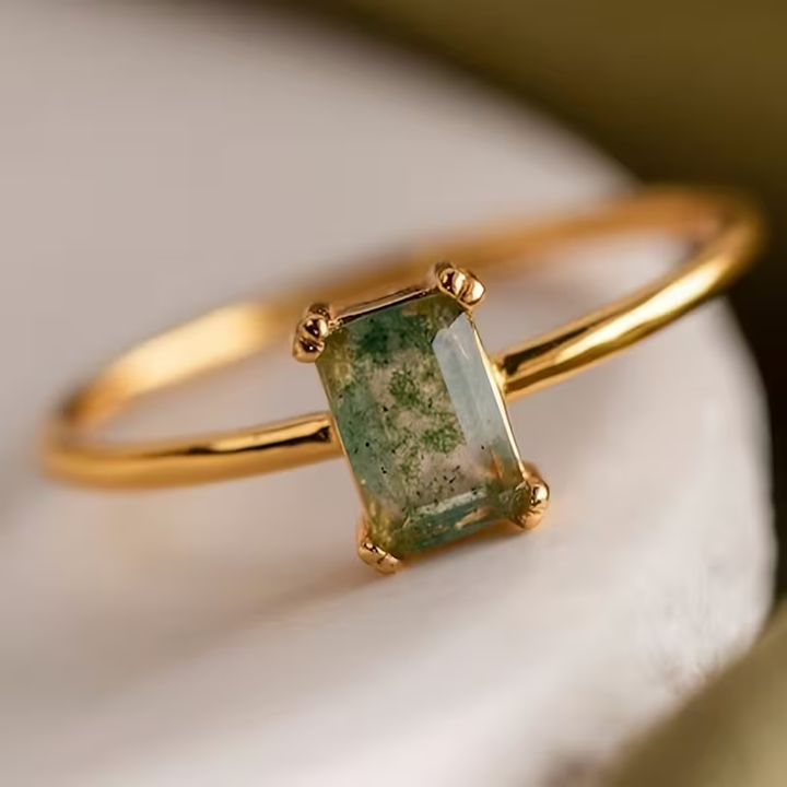 Bague Fine en Pierre d'Agate Mousse