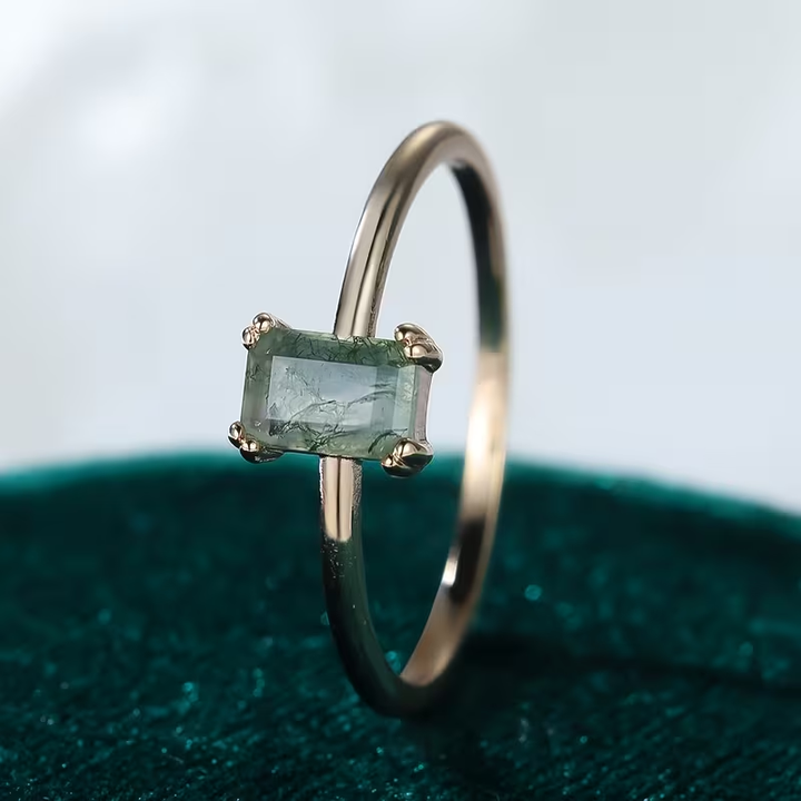 Bague Fine en Pierre d'Agate Mousse