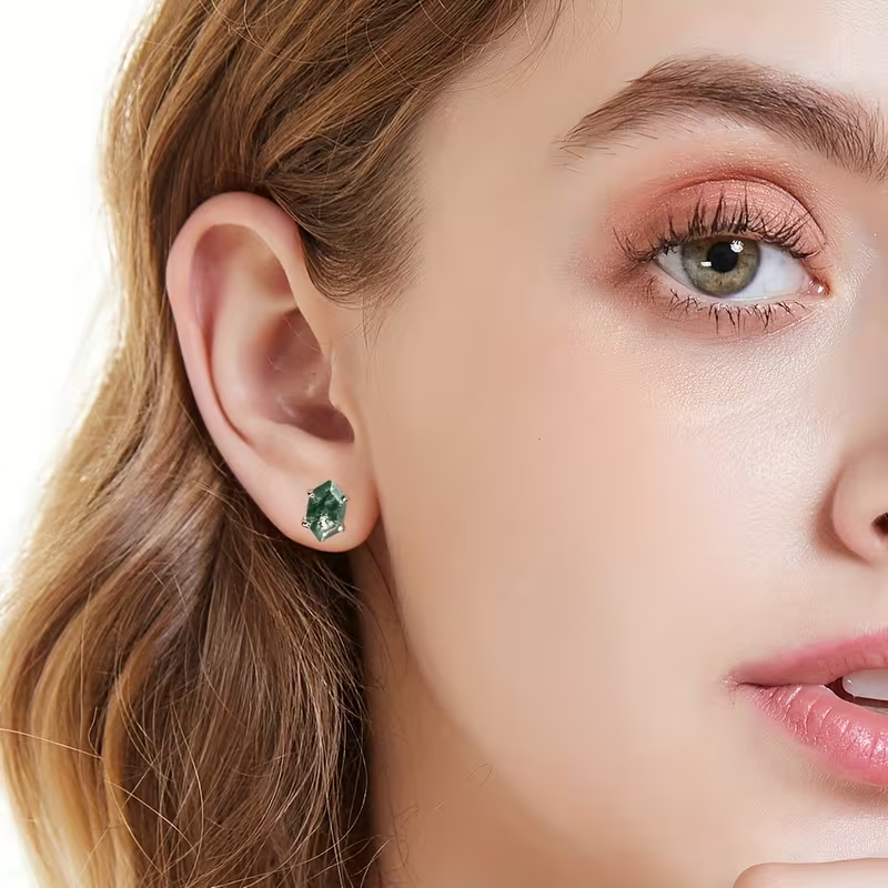 Boucles d'oreilles en agate mousse