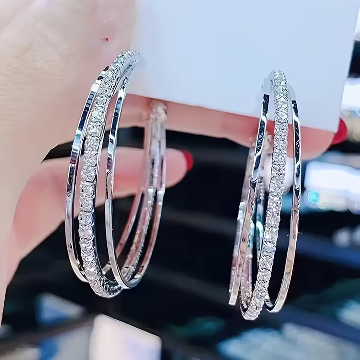 Boucles d'oreilles en argent avec anneau lumineux