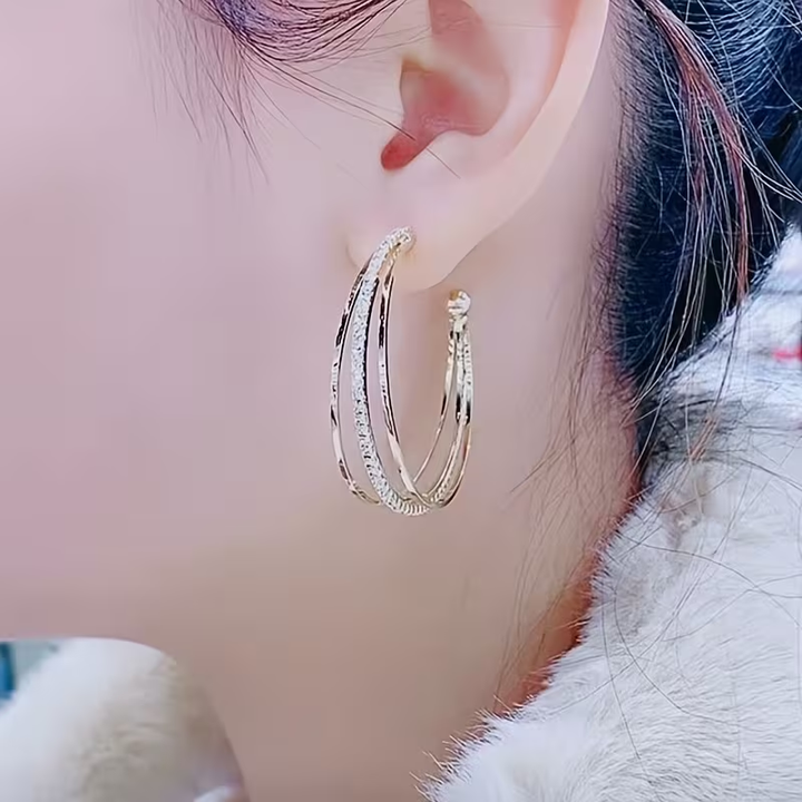 Boucles d'oreilles en argent avec anneau brillant