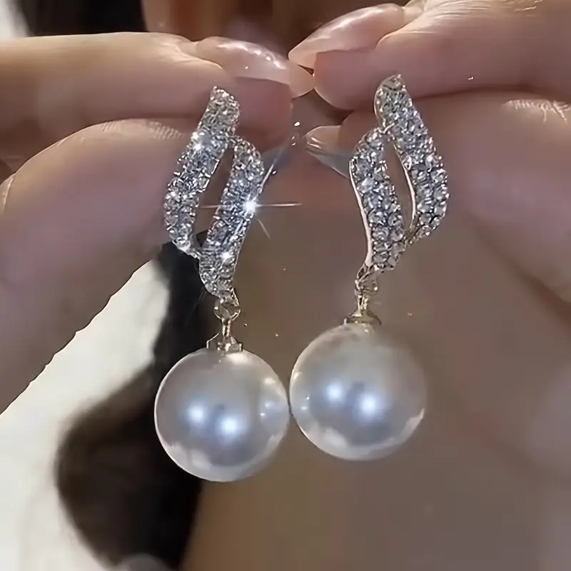Boucles d'oreilles en zirconium perle suspendue