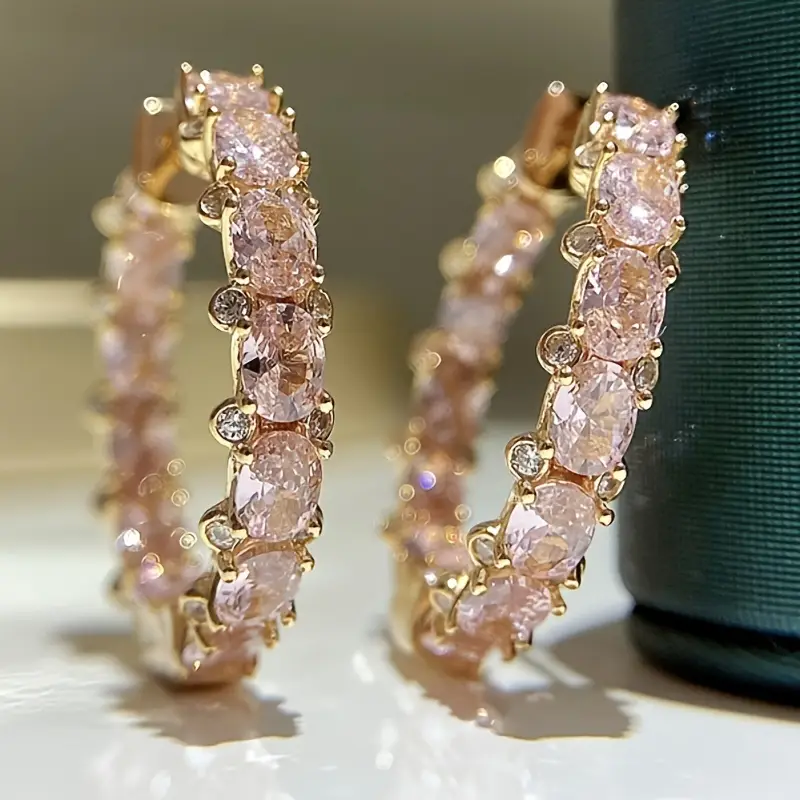 Boucles d'oreilles en forme de créole en rosé pétillant vintage