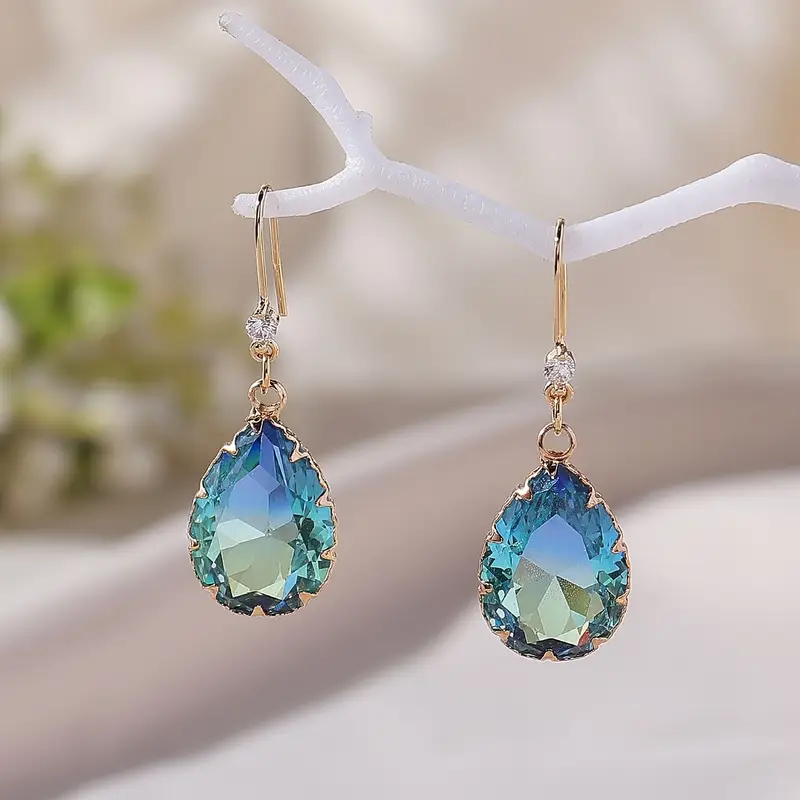 Boucles d'oreilles vintage en cristal bleu