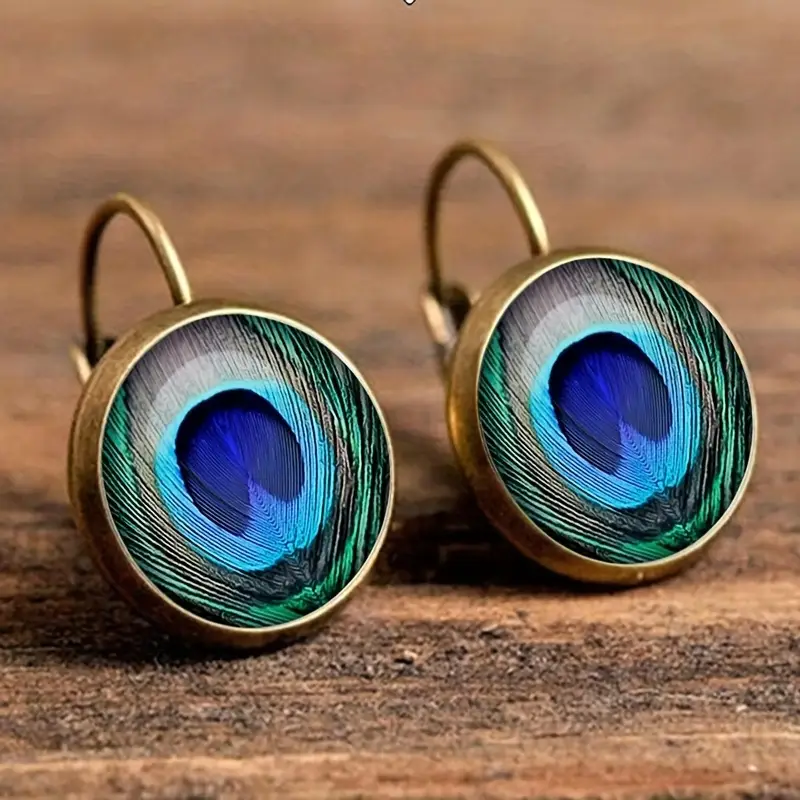 Boucles d'oreilles vintage en céramique peinte à la main avec des oiseaux