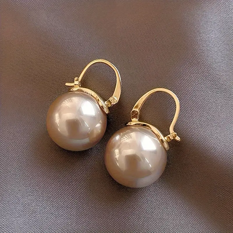 Boucles d'oreilles Exquises en Perle Dorée