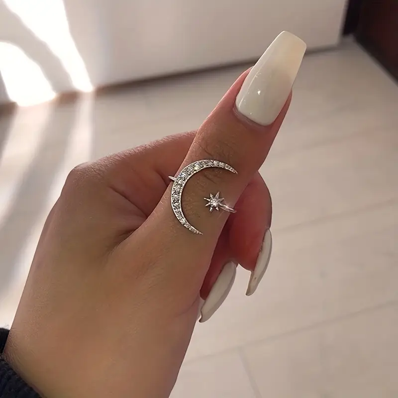 Bague en Zirconium Lune Argentée