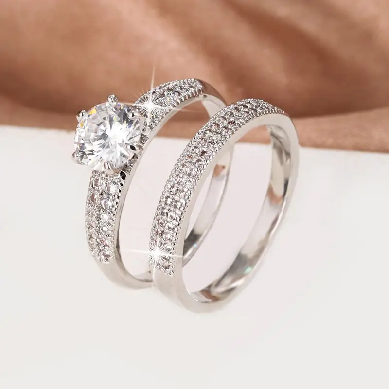 Ensemble de Bagues en Argent Zirconium